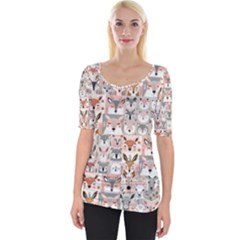 Mix Animal Faces Wide Neckline T-shirt
