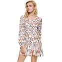 Mix Animal Faces Tiered Long Sleeve Mini Dress View1