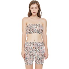 Mix Animals Stretch Shorts And Tube Top Set