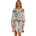 Fox Women s Round Neck Long Sleeve Bow Deco Dress View1