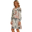 Fox Women s Round Neck Long Sleeve Bow Deco Dress View2