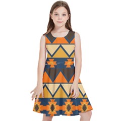 Aztec Mexico Inca Mayan Design Kids  Skater Dress