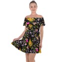 Abstract Print Off Shoulder Velour Dress View1