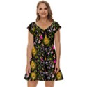 Abstract Print Short Sleeve Tiered Mini Dress View1