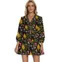 Abstract Print V-Neck Placket Mini Dress View1