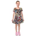 Background Embroidery Pattern Stitches Abstract Kids  Short Sleeve Velvet Dress View1