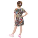 Background Embroidery Pattern Stitches Abstract Kids  Short Sleeve Velvet Dress View2