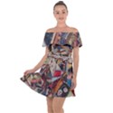 Background Embroidery Pattern Stitches Abstract Off Shoulder Velour Dress View1