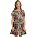 Background Embroidery Pattern Stitches Abstract Kids  Puff Sleeved Dress View1