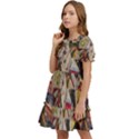 Background Embroidery Pattern Stitches Abstract Kids  Puff Sleeved Dress View3