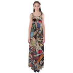 Background Embroidery Pattern Stitches Abstract Empire Waist Maxi Dress