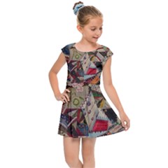 Background Embroidery Pattern Stitches Abstract Kids  Cap Sleeve Dress
