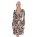 Background Embroidery Pattern Stitches Abstract Long Sleeve Velvet Front Wrap Dress View1