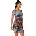 Background Embroidery Pattern Stitches Abstract Fitted Knot Split End Bodycon Dress View3