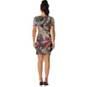 Background Embroidery Pattern Stitches Abstract Fitted Knot Split End Bodycon Dress View4
