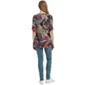 Background Embroidery Pattern Stitches Abstract Women s Zip Front V-Neck 3/4 Sleeve Casual Top Pocket Shirt View4