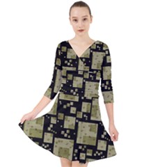Background Graphic Wallpaper Decor Backdrop Design Quarter Sleeve Front Wrap Dress