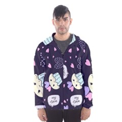 Cupcake Doodle Heart Love Men s Hooded Windbreaker