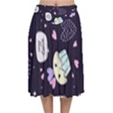 Cupcake Doodle Heart Love Velvet Flared Midi Skirt View1