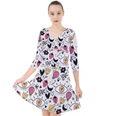 Eye Seesit Quarter Sleeve Front Wrap Dress