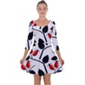 Rose Hip Pattern Branches Autumn Quarter Sleeve Skater Dress View1