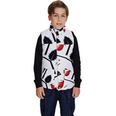 Rose Hip Pattern Branches Autumn Kid s Button Up Puffer Vest