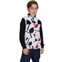 Rose Hip Pattern Branches Autumn Kid s Button Up Puffer Vest View3
