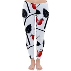 Rose Hip Pattern Branches Autumn Classic Winter Leggings
