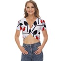 Rose Hip Pattern Branches Autumn Twist Front Crop Top View1