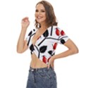 Rose Hip Pattern Branches Autumn Twist Front Crop Top View2