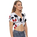 Rose Hip Pattern Branches Autumn Twist Front Crop Top View3