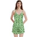 Leaves Pattern Texture Seamless V-Neck Satin Loungewear Set View1