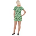 Leaves Pattern Texture Seamless Short Sleeve Asymmetric Mini Dress View2