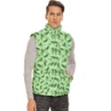 Leaves Pattern Texture Seamless Men s High Neck Button Up Puffer Vest View3