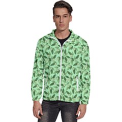 Leaves Pattern Texture Seamless Men s High Neck Windbreaker