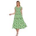 Leaves Pattern Texture Seamless V-Neck Drawstring Shoulder Sleeveless Maxi Dress View2