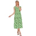 Leaves Pattern Texture Seamless V-Neck Drawstring Shoulder Sleeveless Maxi Dress View3