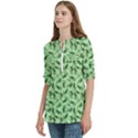 Leaves Pattern Texture Seamless Women s Zip Front V-Neck 3/4 Sleeve Casual Top Pocket Shirt View2