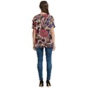 Abstract Flowers V-Neck Split Shoulder Casual T-Shirt View4