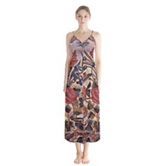 Abstract Flowers Button Up Chiffon Maxi Dress