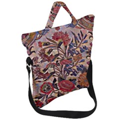 Abstract Flowers Fold Over Handle Tote Bag