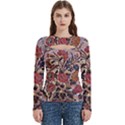 Abstract Flowers Women s Cut Out Long Sleeve T-Shirt View1