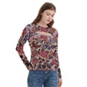 Abstract Flowers Women s Cut Out Long Sleeve T-Shirt View3