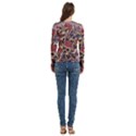 Abstract Flowers Women s Cut Out Long Sleeve T-Shirt View4