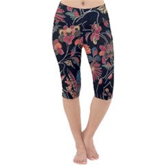 Red Flowers 2 Lightweight Velour Cropped Yoga Leggings