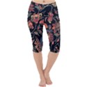 Red Flowers 2 Lightweight Velour Cropped Yoga Leggings View1