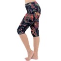 Red Flowers 2 Lightweight Velour Cropped Yoga Leggings View2