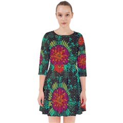 Mid Century Retro Floral 1970s 1960s Pattern 72 Smock Dress