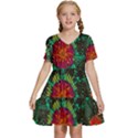 Mid Century Retro Floral 1970s 1960s Pattern 72 Kids  Short Sleeve Tiered Mini Dress View1