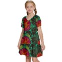Mid Century Retro Floral 1970s 1960s Pattern 72 Kids  Short Sleeve Tiered Mini Dress View2